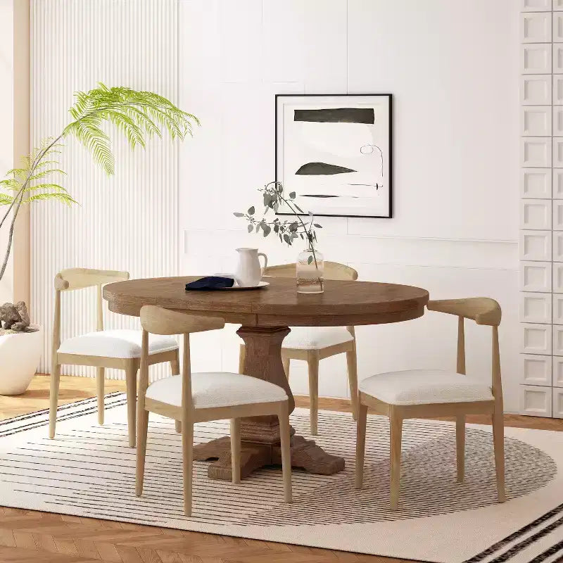 Christopher Knight Home Cotterell Contemporary Fabric Upholstered Wood 5 Piece Expandable Dining Set