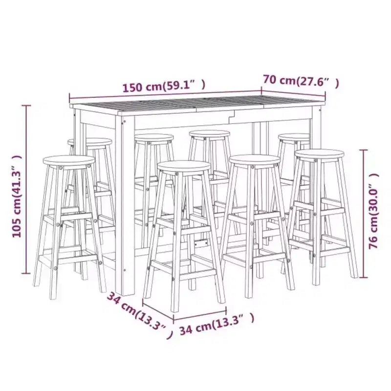 vidaXL Garden Bar Set Wooden Solid Acacia wood Large Durable