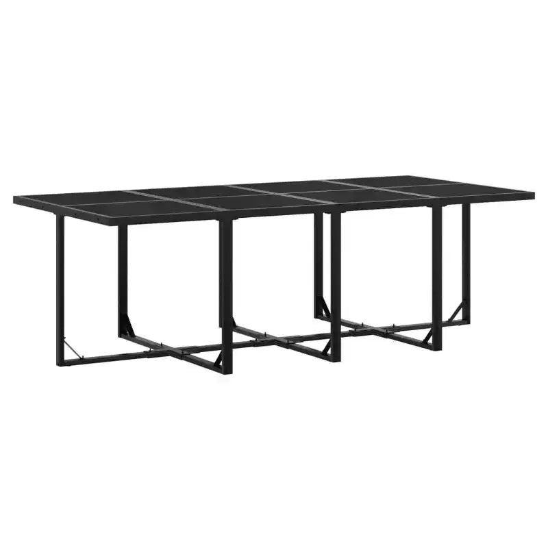 vidaXL Patio Dining Set with Cushions 13-Piece Black Textilene - Space-Saving Foldable Chair Design, UV Resistant, Tempered Glass Table