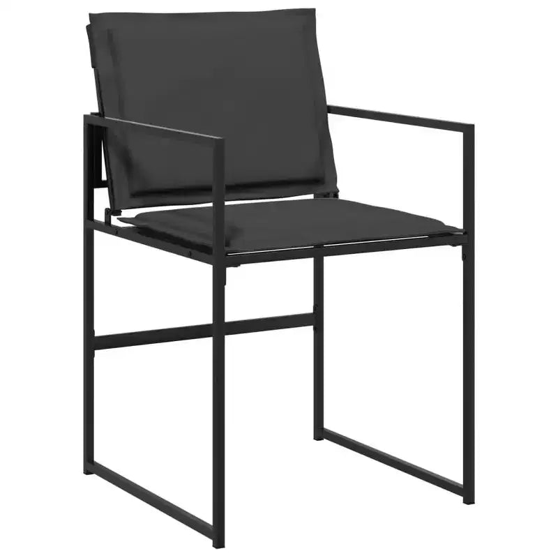 vidaXL Patio Dining Set with Cushions 13-Piece Black Textilene - Space-Saving Foldable Chair Design, UV Resistant, Tempered Glass Table