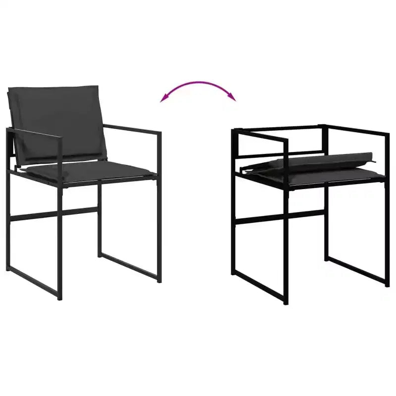 vidaXL Patio Dining Set with Cushions 13-Piece Black Textilene - Space-Saving Foldable Chair Design, UV Resistant, Tempered Glass Table