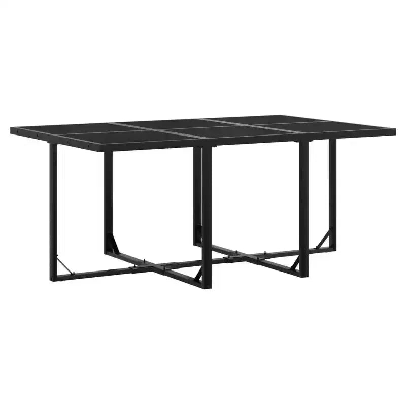 vidaXL 11 Piece Patio Dining Set with Cushions Black Textilene