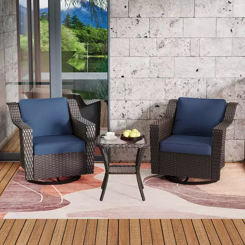 UPTIOT Outdoor Swivel Rocking Chair With Side Table