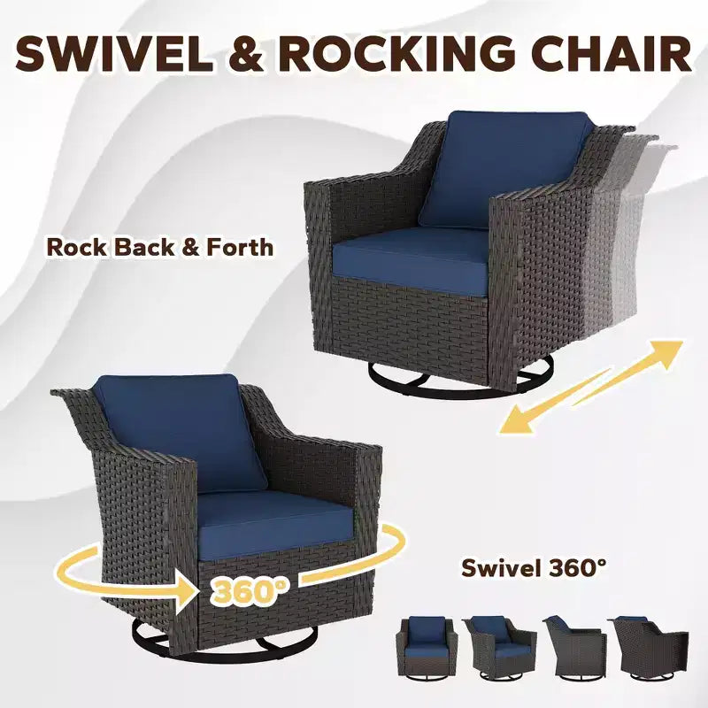 UPTIOT Outdoor Swivel Rocking Chair With Side Table