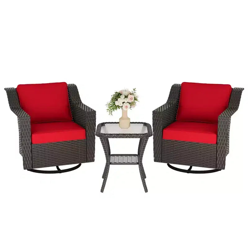 UPTIOT Outdoor Swivel Rocking Chair With Side Table