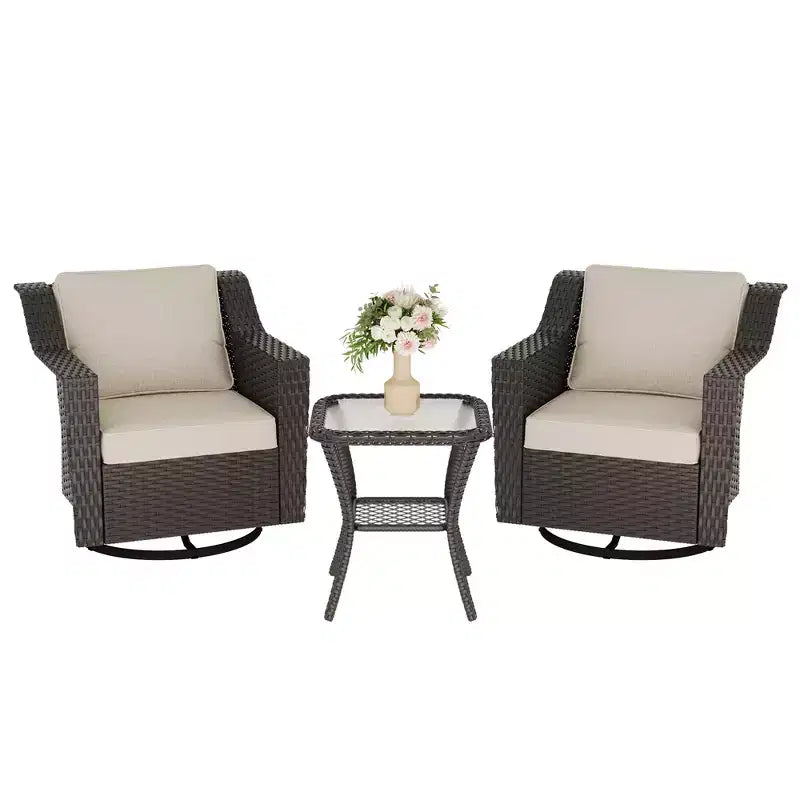 UPTIOT Outdoor Swivel Rocking Chair With Side Table