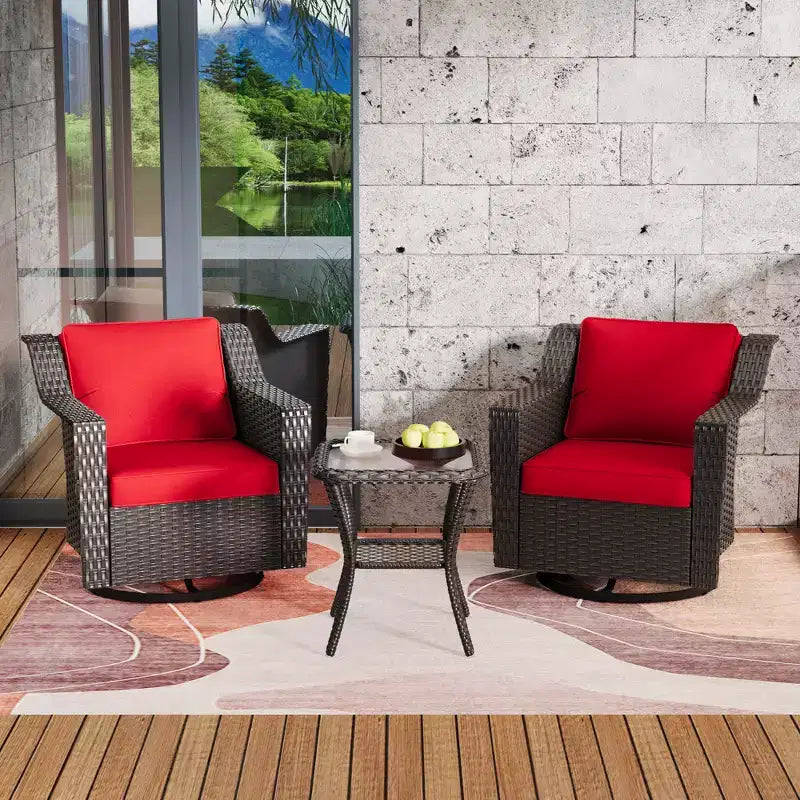 UPTIOT Outdoor Swivel Rocking Chair With Side Table