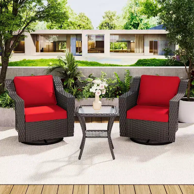UPTIOT Outdoor Swivel Rocking Chair With Side Table