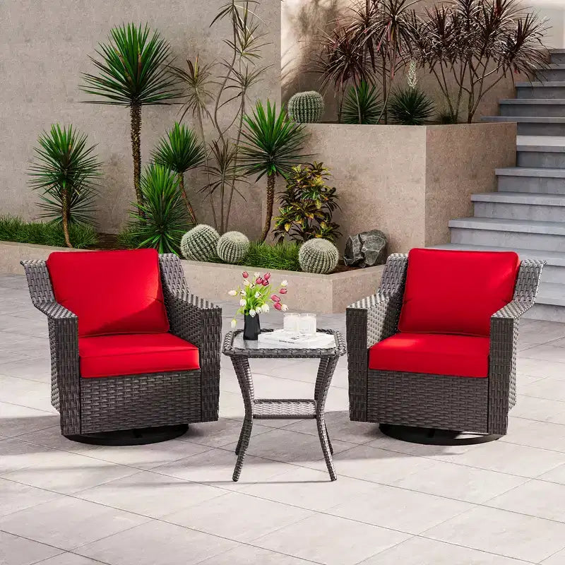 UPTIOT Outdoor Swivel Rocking Chair With Side Table