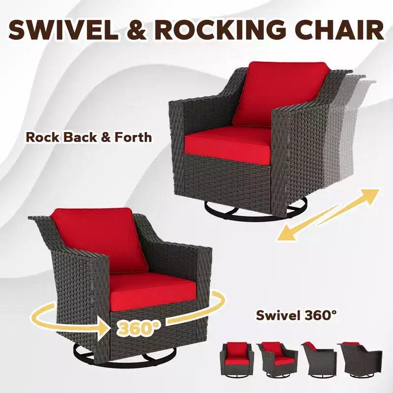 UPTIOT Outdoor Swivel Rocking Chair With Side Table