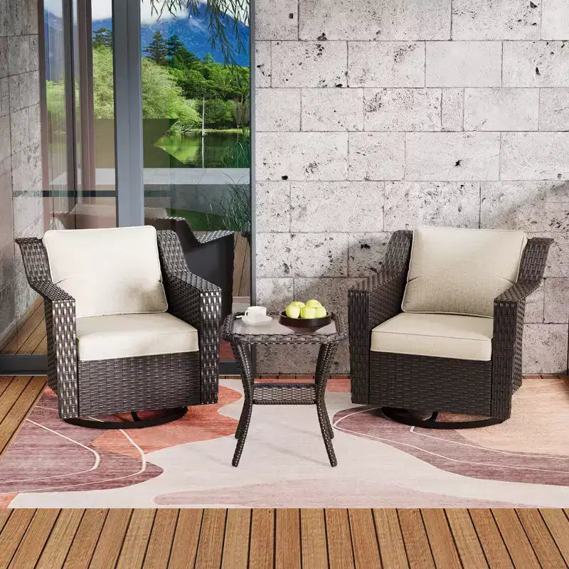 UPTIOT Outdoor Swivel Rocking Chair With Side Table