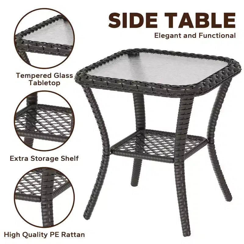 UPTIOT Outdoor Swivel Rocking Chair With Side Table