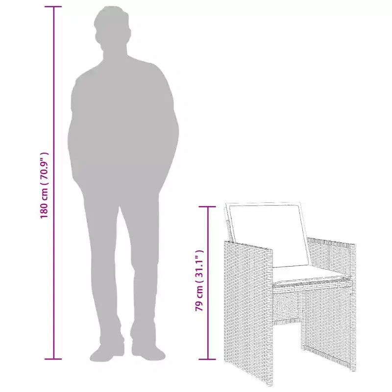vidaXL Patio Dining Set Set of 12 Gray and Black