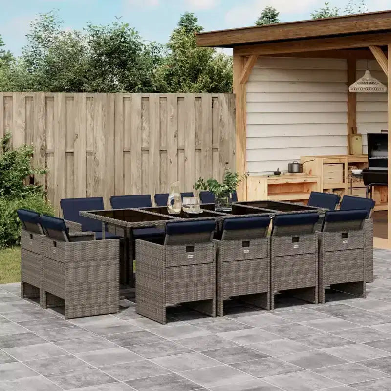 vidaXL Patio Dining Set Set of 12 Gray and Black