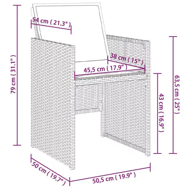 vidaXL Patio Dining Set Set of 12 Gray and Black