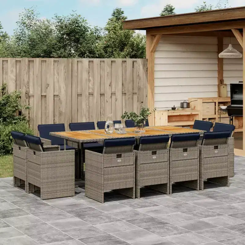 vidaXL Patio Dining Set Set of 12 Grey, Brown, Navy Blue