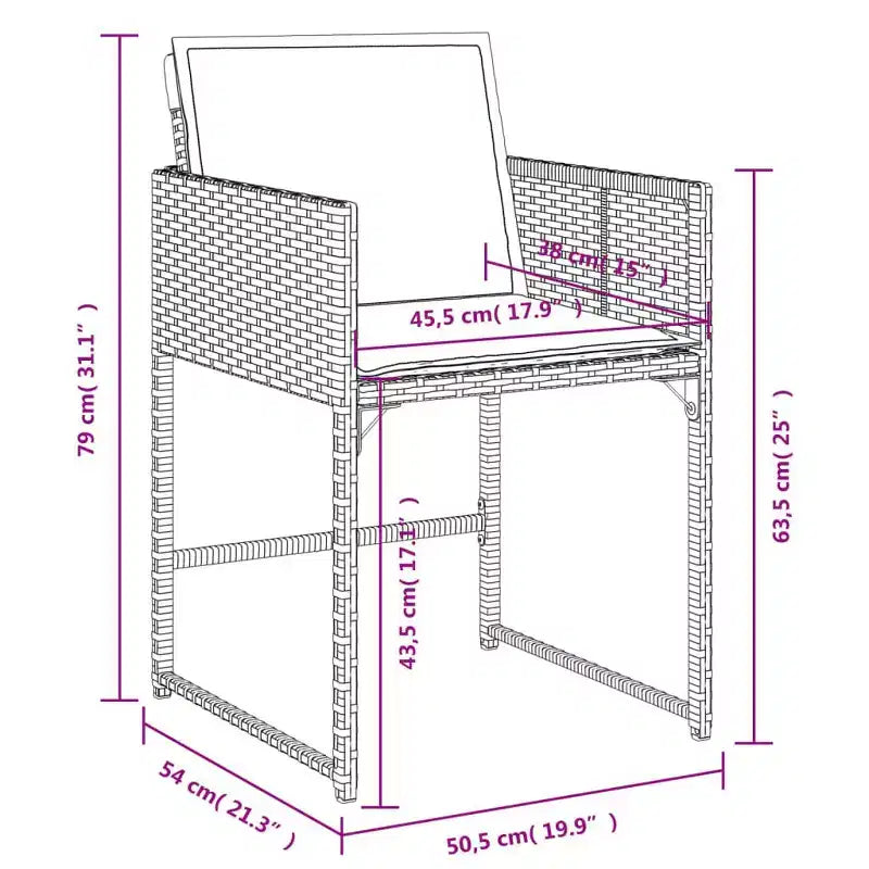 vidaXL Patio Dining Set Set of 8 Gray