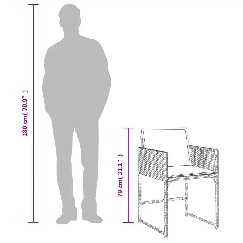 vidaXL Patio Dining Set Set of 8 Gray
