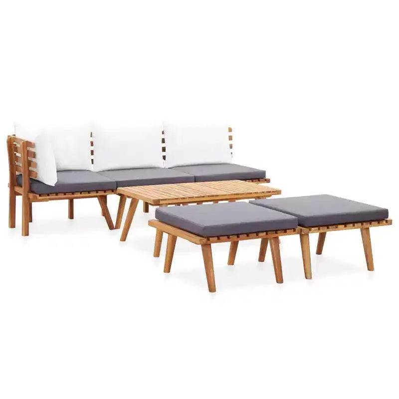 vidaXL Garden Lounge Set Dark Grey Seat Cushions, White Back Cushions