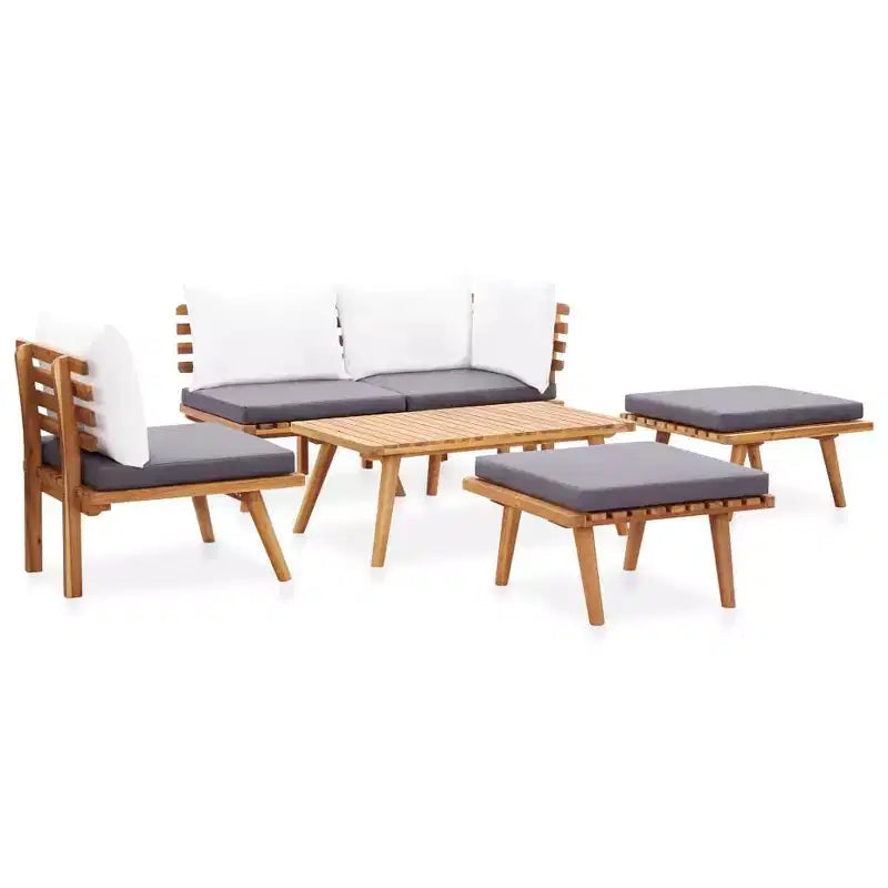 vidaXL Garden Lounge Set Dark Grey Seat Cushions, White Back Cushions