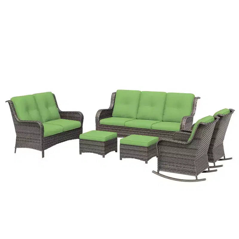 UPTIOT 6-Piece Wicker Outdoor Patio Conversation Set