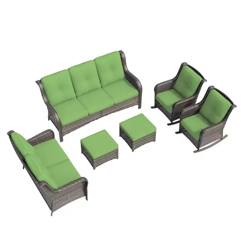 UPTIOT 6-Piece Wicker Outdoor Patio Conversation Set