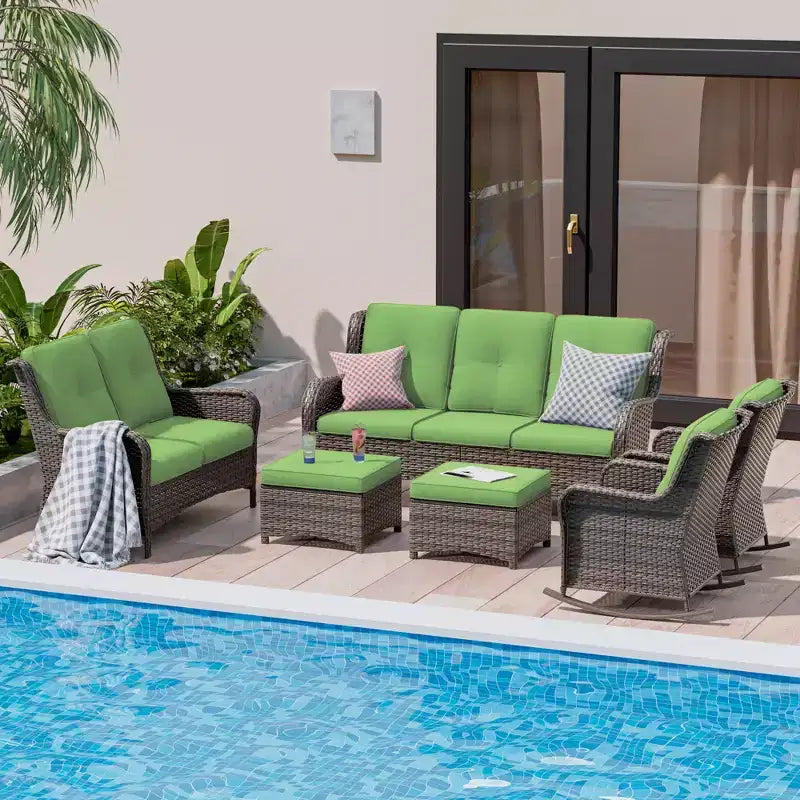 UPTIOT 6-Piece Wicker Outdoor Patio Conversation Set