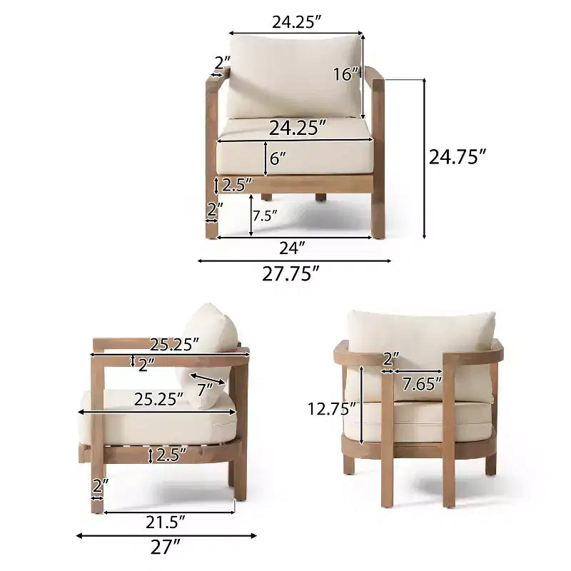 Christopher Knight Home Aston Outdoor Acacia Wood 4 Seater Chat Set with Cushions