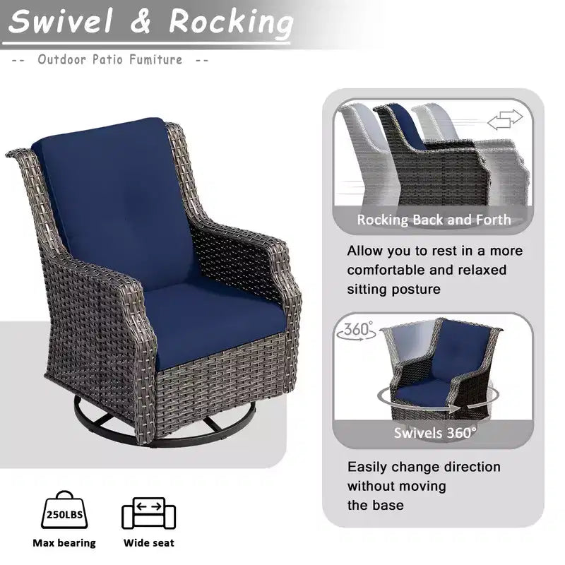 UPTIOT 5-Piece Steel Wicker Patio Conversation