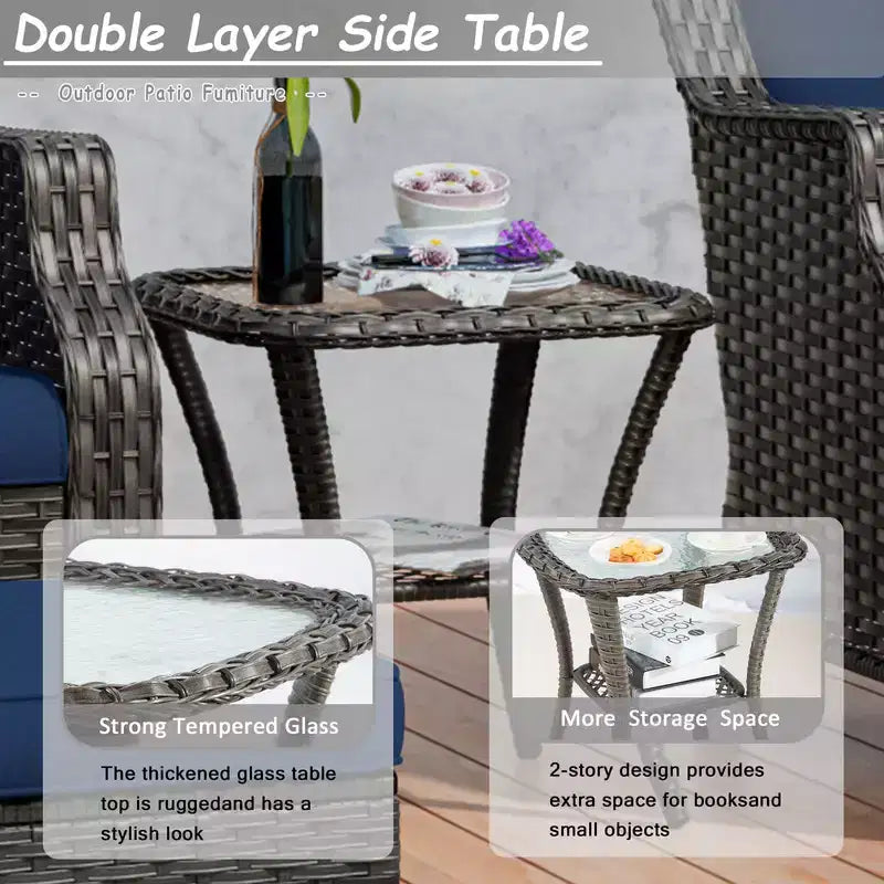 UPTIOT 5-Piece Steel Wicker Patio Conversation