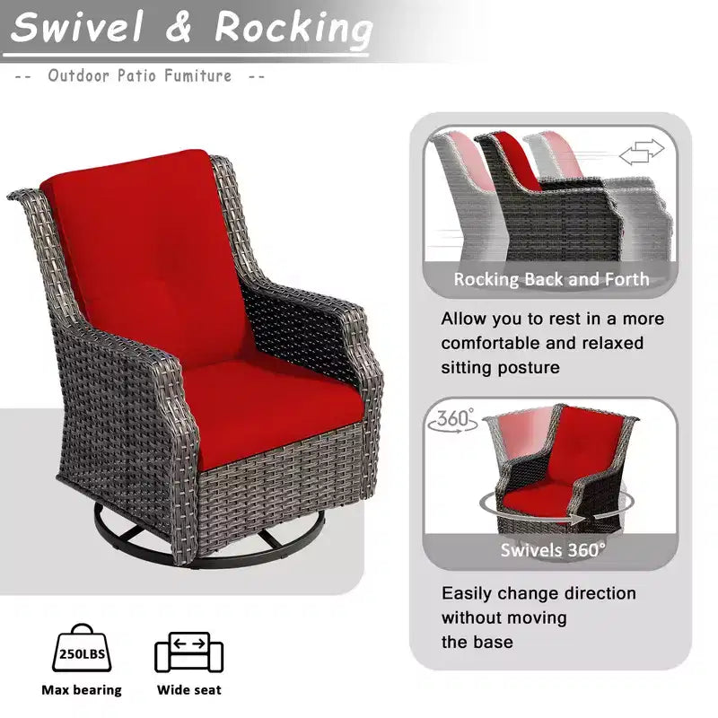 UPTIOT 5-Piece Steel Wicker Patio Conversation