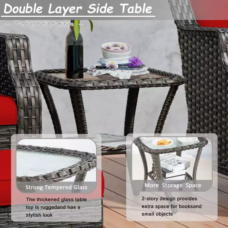 UPTIOT 5-Piece Steel Wicker Patio Conversation