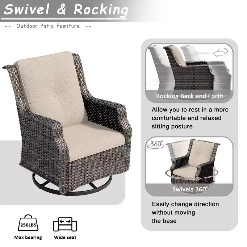 UPTIOT 5-Piece Steel Wicker Patio Conversation