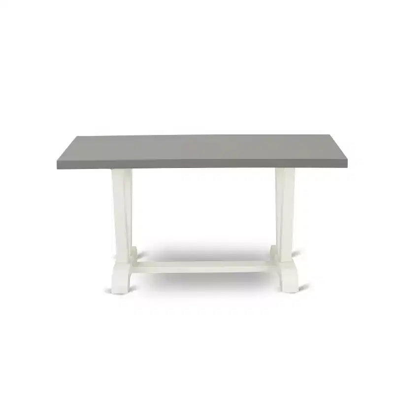 HomeStock 5-Pc Rectangle Natural Oak Finish Solid Wood Top Dining Table with 4 Upholstered Chairs