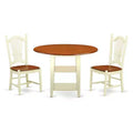HomeStock 3-Piece Buttermilk and Cherry Finish Round Solid Wood Top Dining Table Set