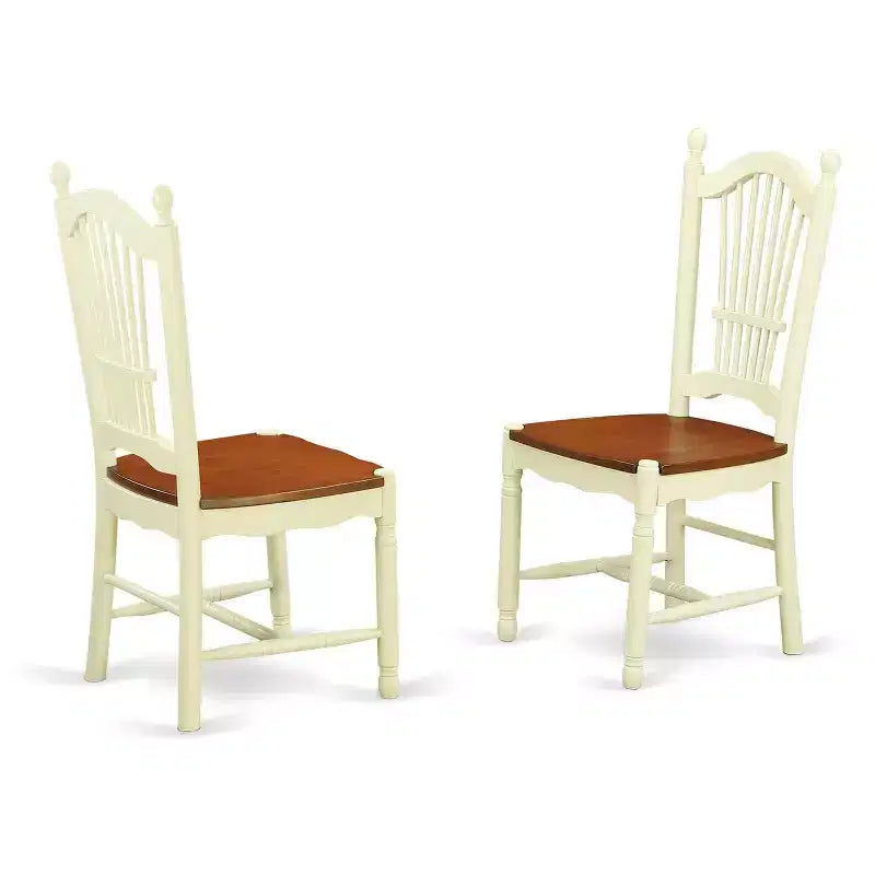 HomeStock 3-Piece Buttermilk and Cherry Finish Round Solid Wood Top Dining Table Set