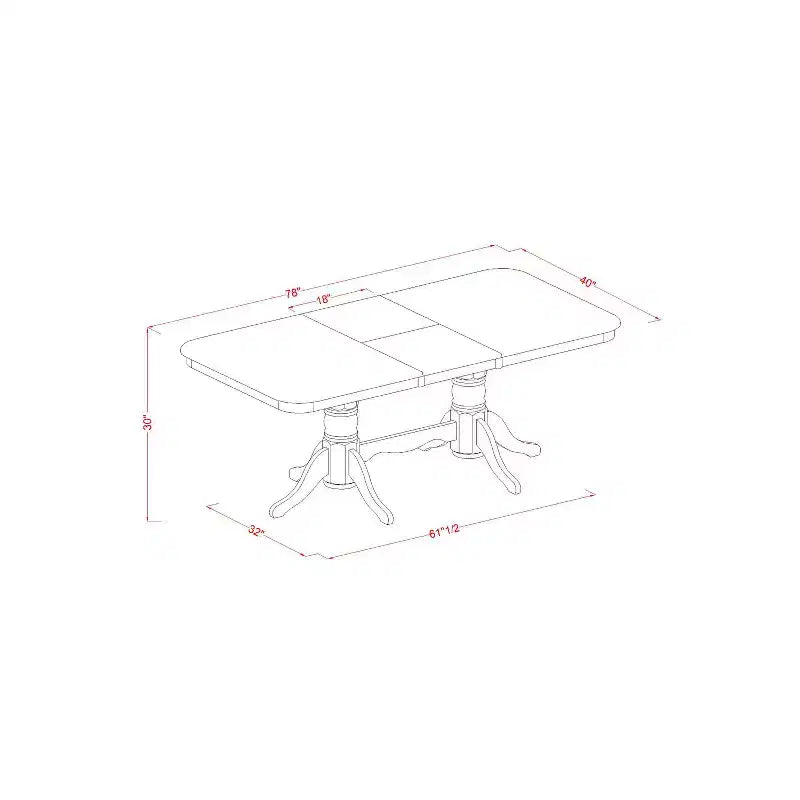 Kitchen Dining Room Set Table with Chairs - Saddle Brown - Extendable Leaf