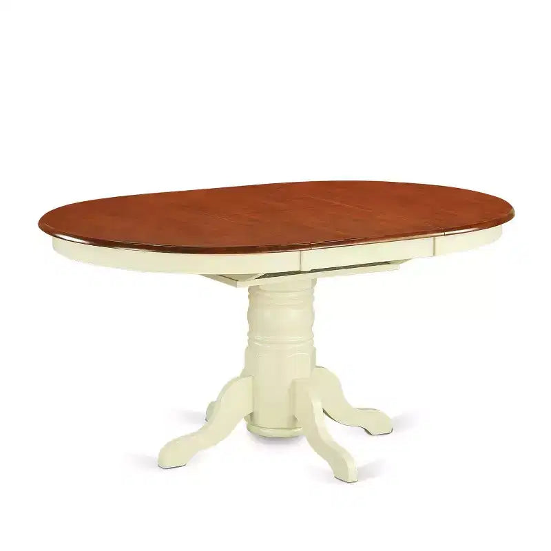 Dining Room Table Set 7 Piece Oval Kitchen Table with 6 Chairs Buttermilk Cherry Finish