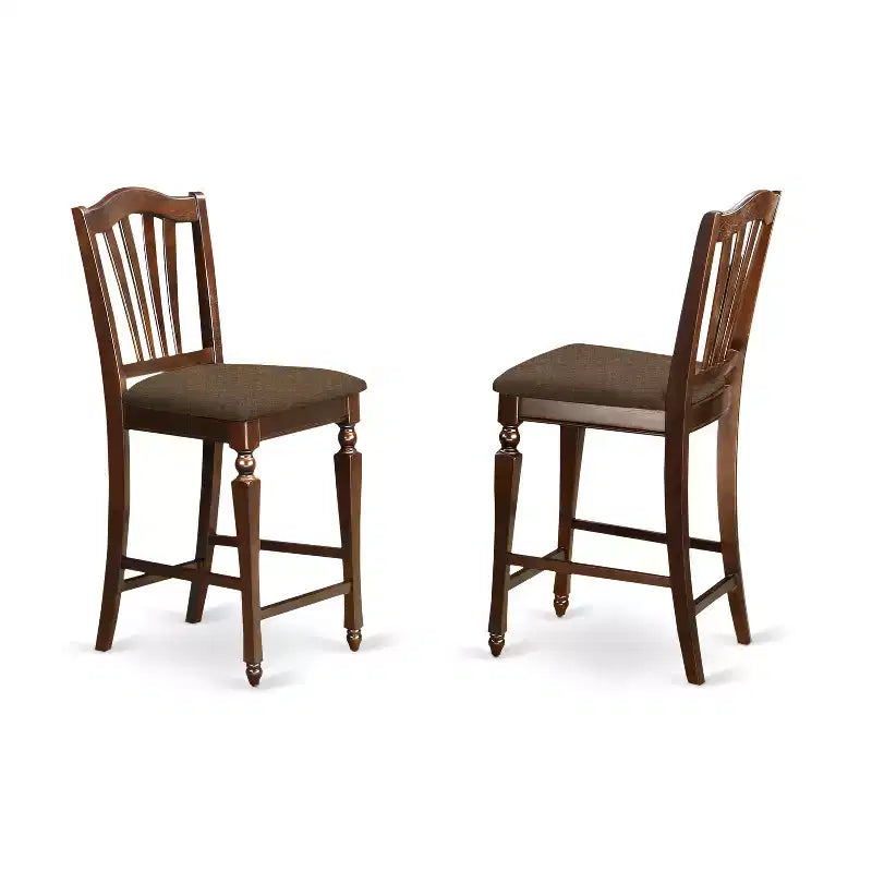 Cool Counter Height Dining Set - 5 Piece Table & Bar Stools - Modern Mahogany Finish