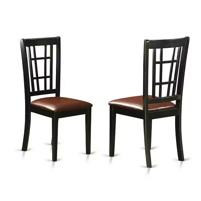 HomeStock 5-Piece Black and Cherry Finish Solid Wood Top Dining table with 4 Chairs