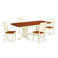 Rectangular Dining Table Set - 5 Piece Table & Chair Set - 60x78 Inch Table with Leaf - Modern Farmhouse Design