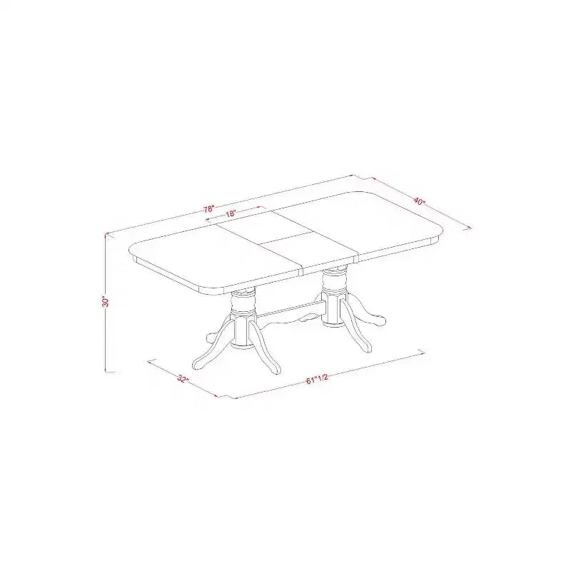 Rectangular Dining Table Set - 5 Piece Table & Chair Set - 60x78 Inch Table with Leaf - Modern Farmhouse Design