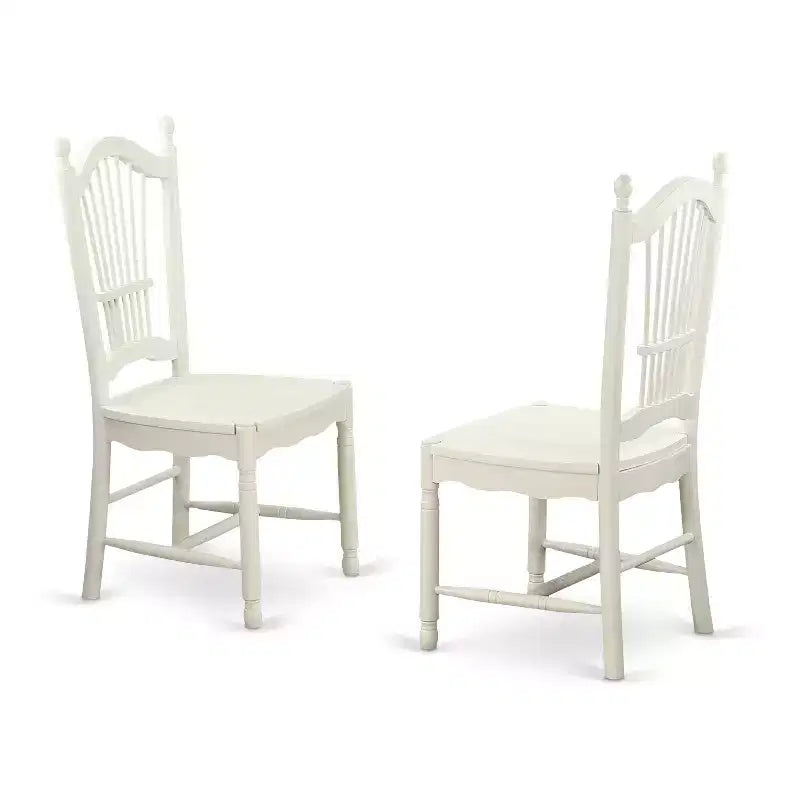 Round Dining Table Set - 5 Piece Kitchen Table with Chairs, Antique Linen White Finish, 36 Inch Table