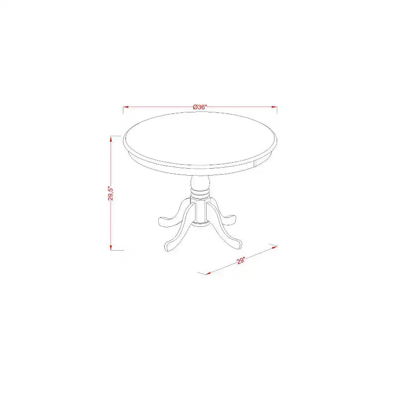 Round Dining Table Set - 5 Piece Kitchen Table with Chairs, Antique Linen White Finish, 36 Inch Table