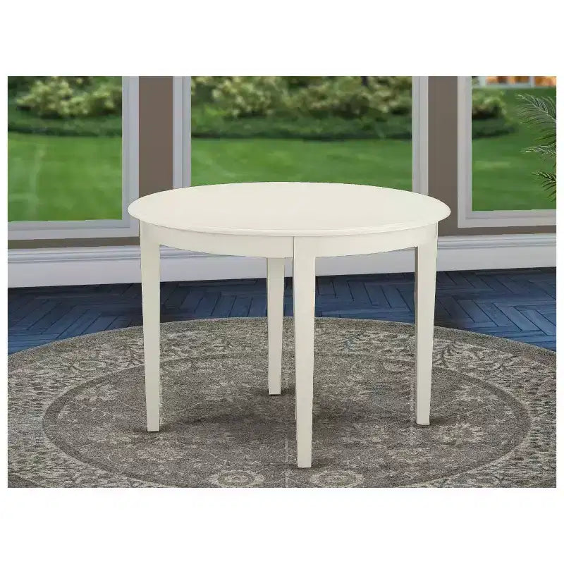 3-Piece Kitchen Table Set with Dining Chairs - Round Wood Table & Mid Century Style - Linen White Finish