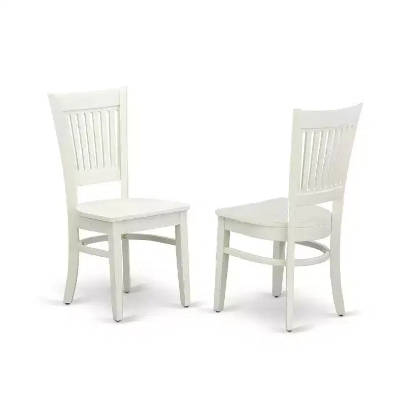 3-Piece Kitchen Table Set with Dining Chairs - Round Wood Table & Mid Century Style - Linen White Finish