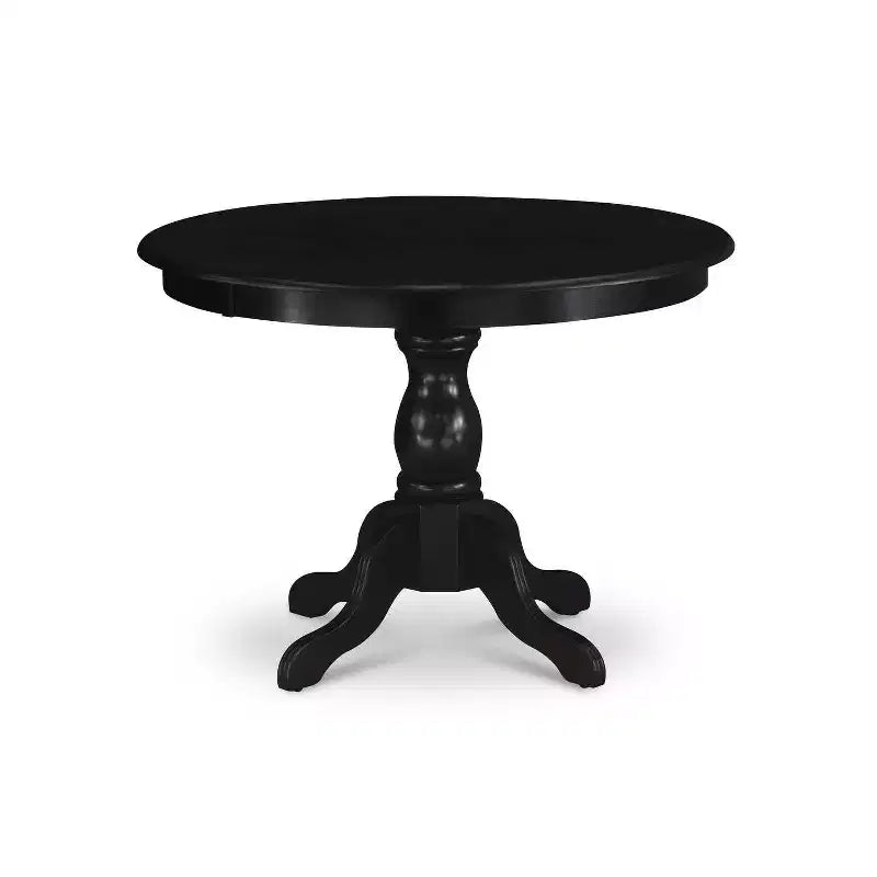 HomeStock 5-Piece Wire Brushed Black Finish Solid Wood Top Dining table with 4 Chairs