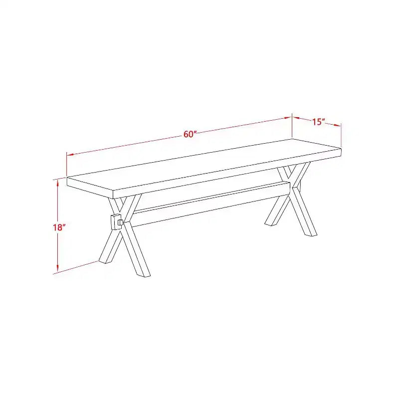 HomeStock 3-Piece Rectangle Natural Oak Finish Solid Wood Top Dining Table with 2-Benches