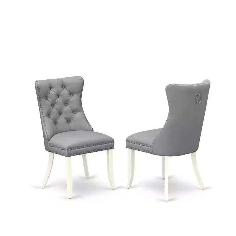 3-Piece Linen white Solid Wood Top-Round Upholstered Dining Room Set -Seats 4