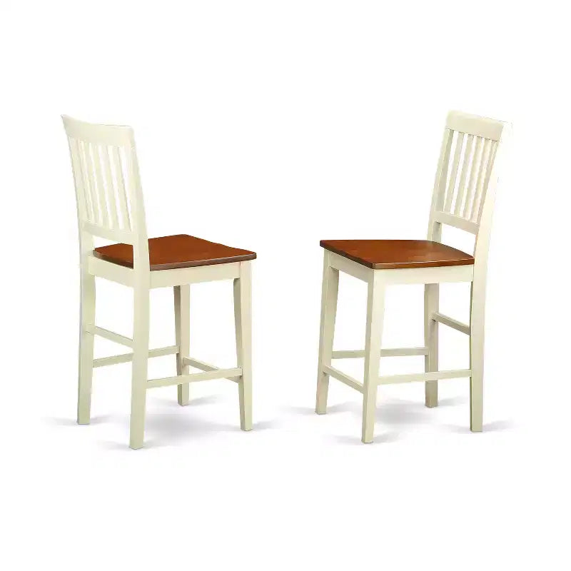 HomeStock 3-Piece Buttermilk and Cherry Finish Solid Wood Top Counter Height Dining Table Set